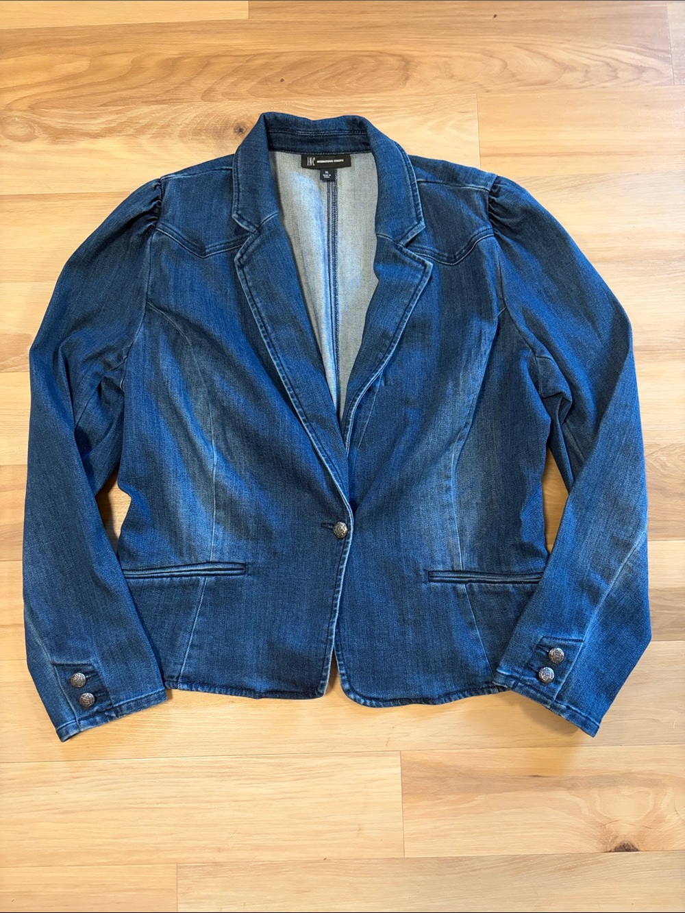 INC International Concepts Dark Blue Denim Blazer Jacket